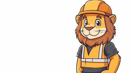 Obraz premium Animal characters as construction workers, wearing hard hats and safety vests, working on a building project, great for construction-related illustrations.