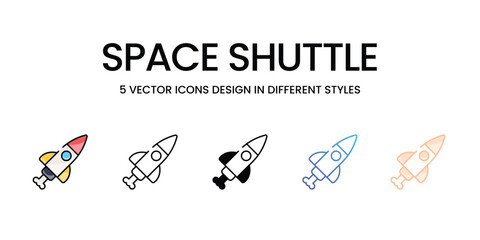 Space Shuttle vector icons set ready to use web and mobile apps