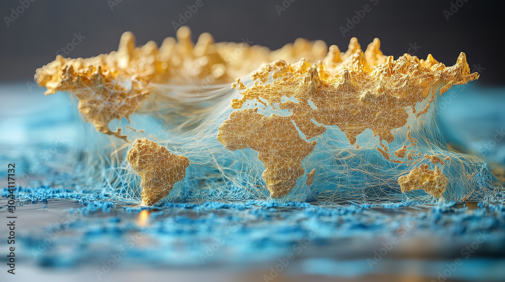 Poster ai network nodes create a captivating visual link among continents showcasing global connectivity an