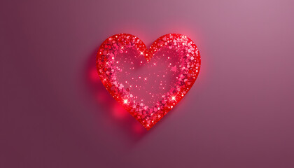 png red heart glowing and shiny particles , love and valentines day design element on transparent background isolated with white highlights, png