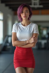 Girl Wearing White Blank T-Shirt Mockup
