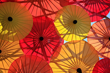 Handmade paper umbrella in bo sang handicrafts center San Kamphaeng district, Chiang Mai, Thailand 