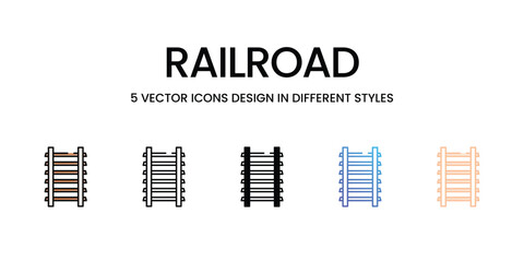 Railroad vector icons set ready to use web and mobile apps