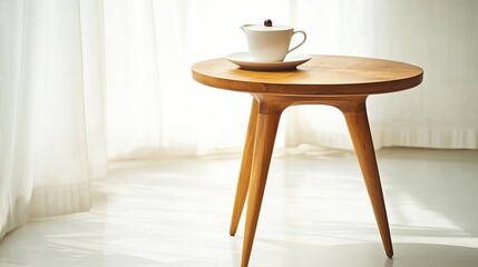 Scandinavian Wooden Side Table in Bright Interior