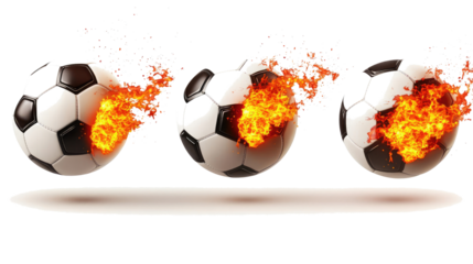 Soccer Balls Ignited Soaring Through the Air With Flames Generative AI