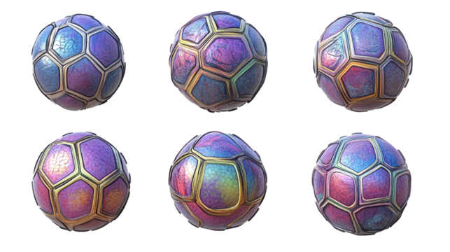 Colorful Soccer Balls in a Collection on a Transparent Background Generative AI