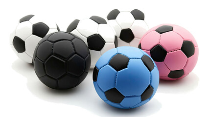 Colorful Soccer Balls Collection Isolated on a Transparent Background Generative AI