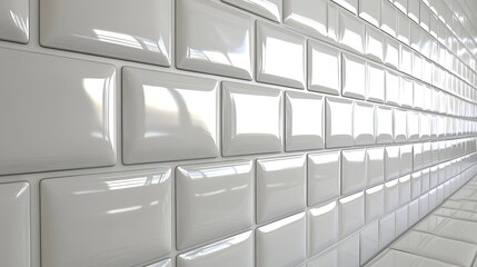 Glossy White Subway Tile Wall Texture