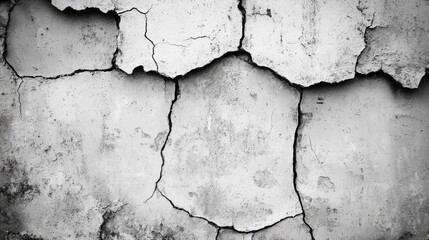 Fototapeta premium Cracked Wall Texture in Black and White