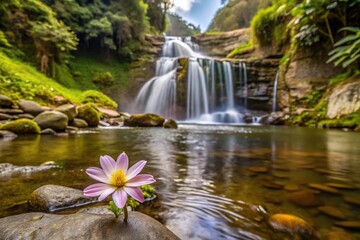 Scenic view of Cascada Taxopamba with stream and flower over pond