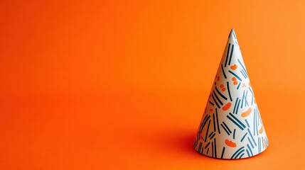 A party hat on a cheerful orange background