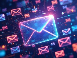 Naklejka premium Spam and phishing emails with warning signs indicating cyber threats in the inbox. Phishing alert concept