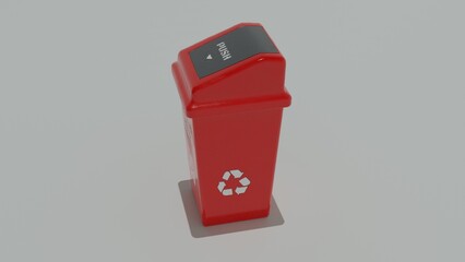 Red Recycling Bin Box with white background