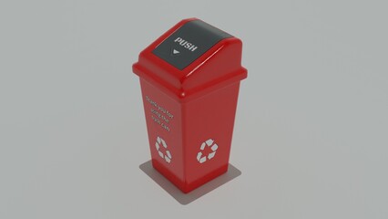 Red Recycling Bin Box with white background