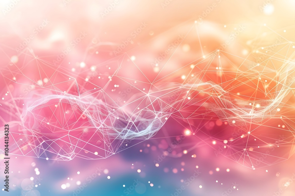 Poster ethereal abstract background with colorful light and network patterns