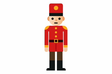 A nutcracker soldier standing at attention.on white vector illustration.