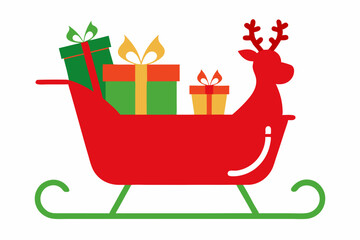 Naklejka premium Christmas sleigh with gifts.vector illustration.