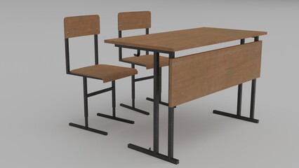 school desk with school furnitures