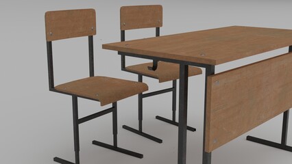 school desk with school furnitures