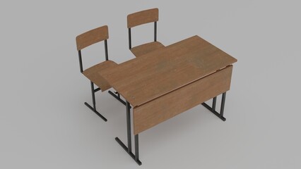 school desk with school furnitures