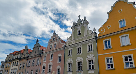 Colorful Baroque Facades in Historic European Town