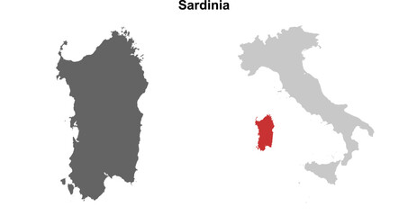 Sardinia blank outline map set
