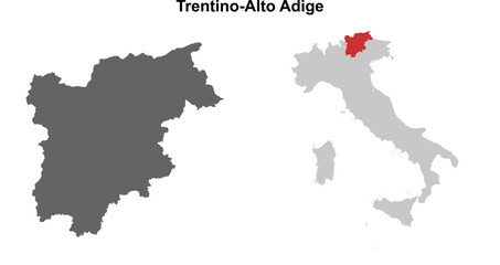 Trentino-Alto Adige blank outline map set