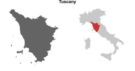 Tuscany blank outline map set