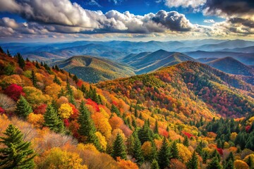 Fototapeta premium Scenic view of fall colors from Blue Ridge Parkway