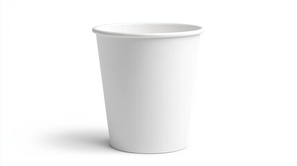 A paper coffee cup with no design is isolated on a white background.