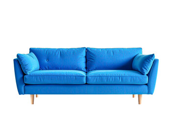 Blue Sofa with Cushions Isolated for Minimalist Modern Living Room Setup