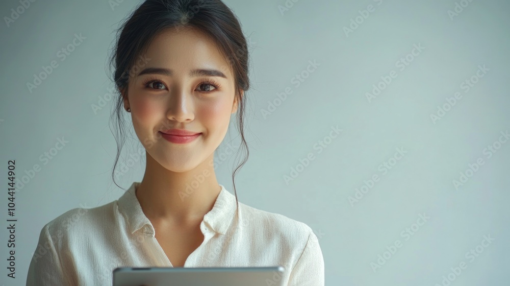 Wall mural Young Professional Smiling at Computer