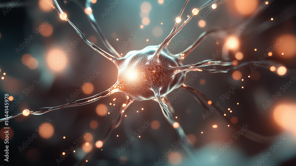 Poster a detailed view of an ai neural network showcasing interconnected nodes and luminous elements, illus