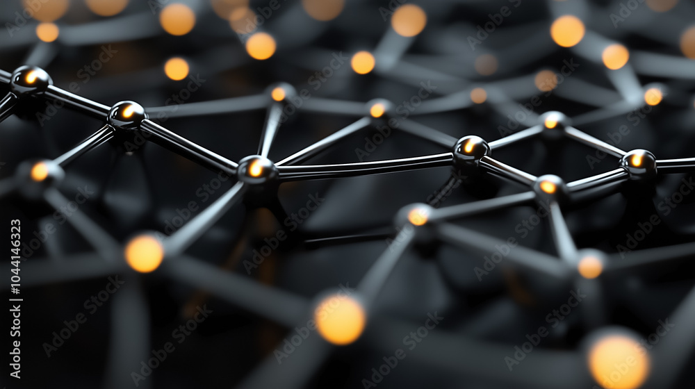 Poster the visualization showcases interconnected nodes with glowing elements, representing an ai neural ne