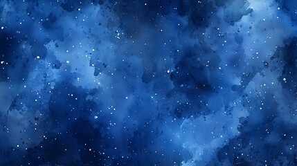 Obraz premium Watercolor galaxy with blue nebula and white stars.