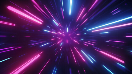 Naklejka premium High speed data transfer, digital explosion, cyber fast connection, neon motion effect