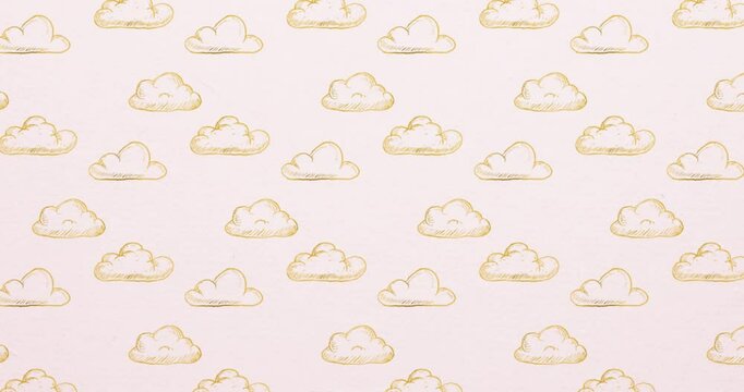 hand-drawn pattern gold clouds background