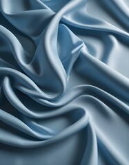 Fototapeta premium Light blue silk drapery curtain macro close-up texture