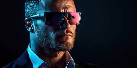 Obraz premium man wearing AR smart glasses, 