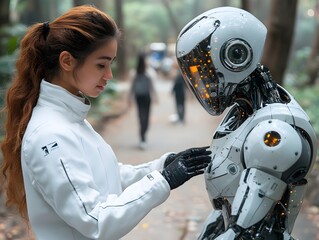 Fototapeta premium Robots and humans: collaboration in the modern working world