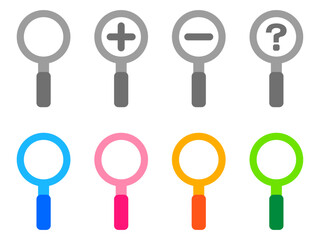 シンプルな虫眼鏡アイコンのイラスト素材セット3