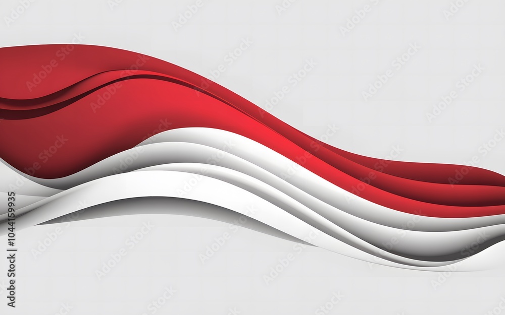 Wall mural abstract red and white wave pattern.