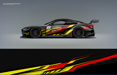 Obraz premium Car wrap livery design with sporty sharp line style combined with yellow touches