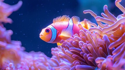 Colorful Clownfish Community in Vibrant Underwater Reef Ecosystem