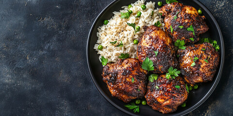 Grilled Chicken Thighs and Rice