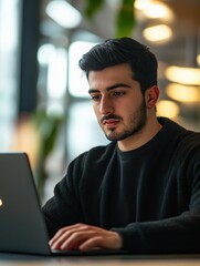 Fototapeta premium Busy Student on Laptop