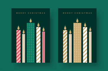 Obraz premium Christmas Card Vector Design Template with Christmas Candles Illustration. Merry Christmas Festive Greeting Card Creative Concept.