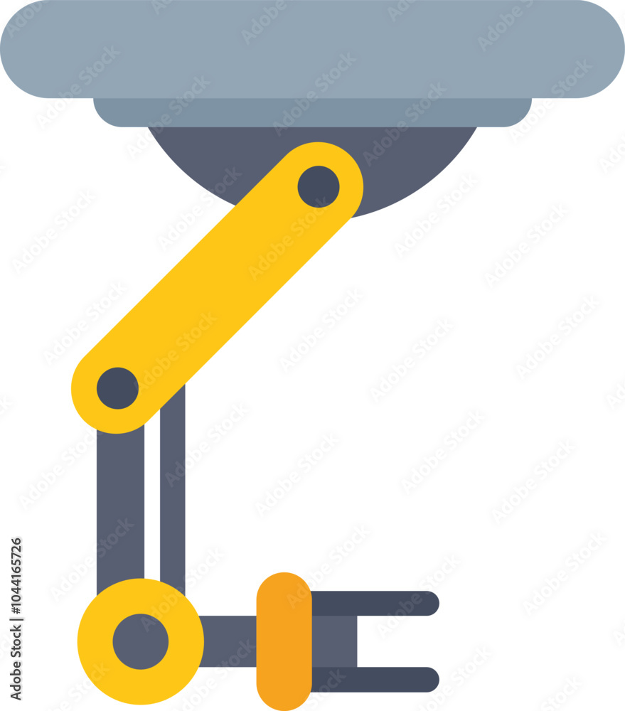 Poster robotic arm lifting something using hydraulics in a factory setting