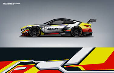 Car wrap livery design with sporty sharp line style combined with yellow touches