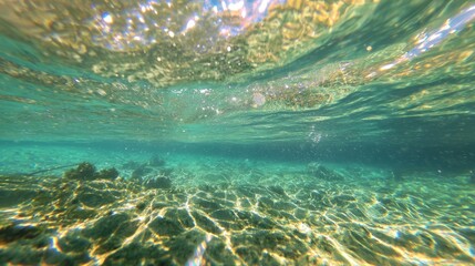 Fototapeta premium Serene Turquoise Lagoon: Ultra-Detailed Underwater Landscape with Vibrant Corals and Marine Life